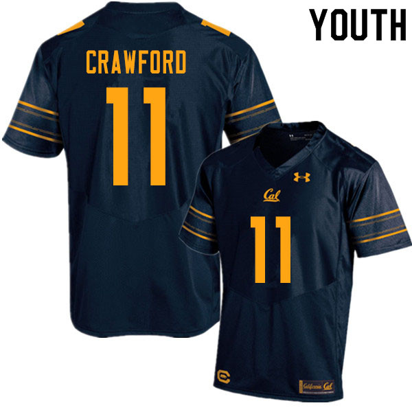 Youth #11 Kekoa Crawford Cal Bears UA College Football Jerseys Sale-Navy